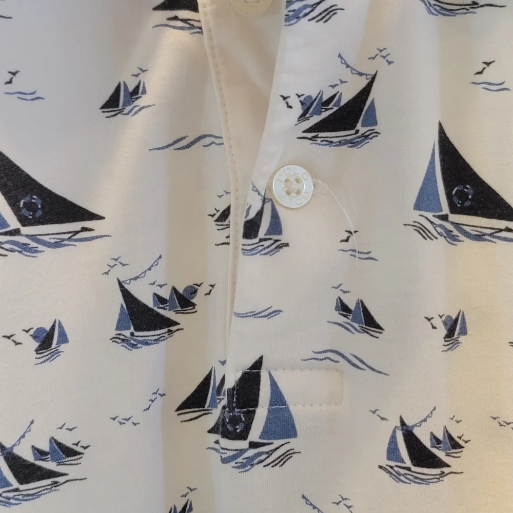 Polo Ralph Lauren Golf Sailboat Print polo shirt XXL Made‎ In PERU
